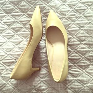 Yellow kitten heels